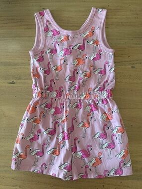 Tea Collection Pink Flamingo Print Girls Romper